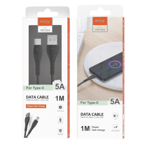 Cabo USB-C MTK 5A 1M Super Fast Charge Preto