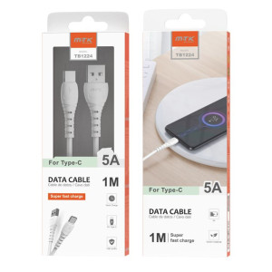 Cabo USB-C MTK 5A 1M Super Fast Charge Branco