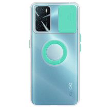 Capa OPPO A54s Transparente Anel Proteção Câmara Verde Água