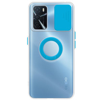 Capa OPPO A54s Transparente Anel Proteção Câmara Azul