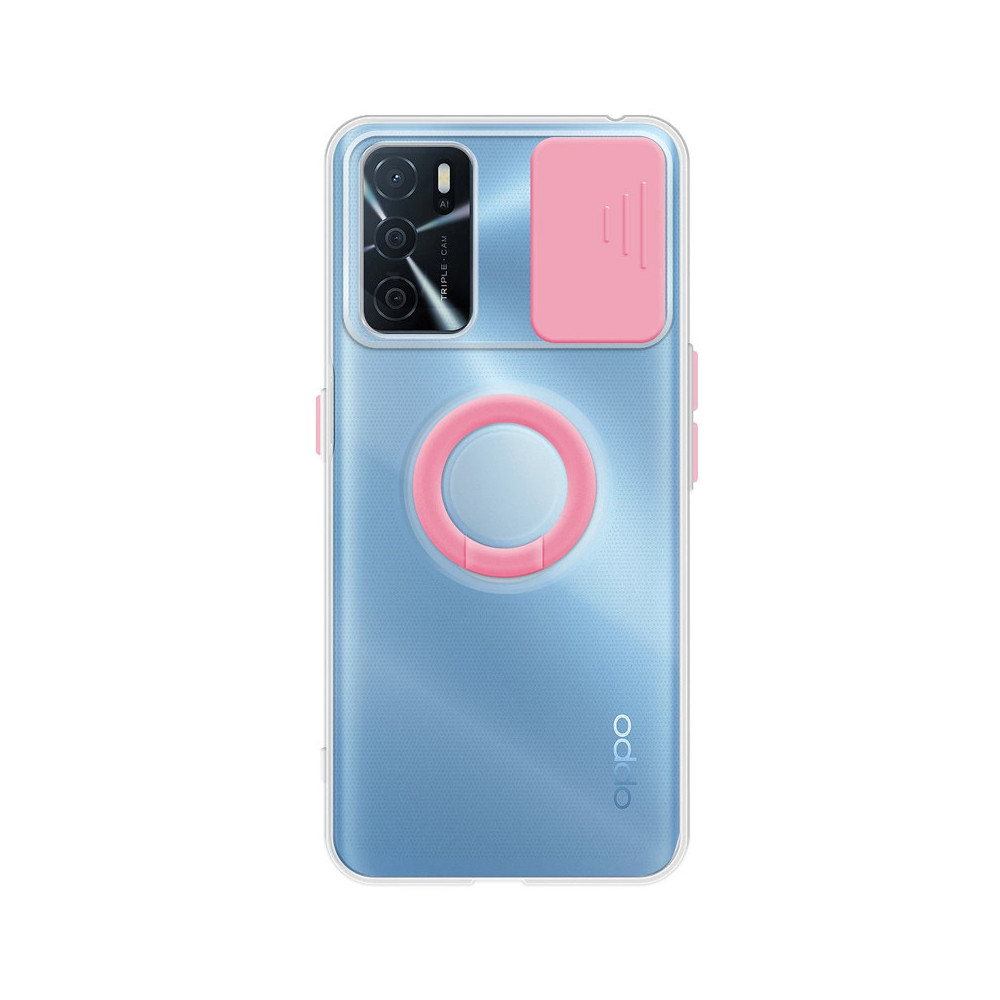 Capa OPPO A54s Transparente Anel Proteção Câmara Rosa