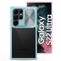 Capa Samsung S22 Ultra Proteção Câmara Frame Verde Água