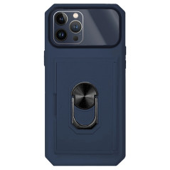 Capa iPhone 14 Pro Max Armor Cartões Anel Azul