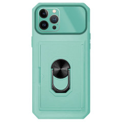 Capa iPhone 14 Pro Max Armor Cartões Anel Verde Água