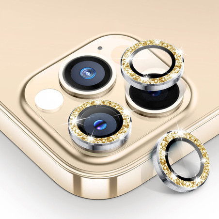 Protetor Câmara iPhone 14 Pro Brilhantes Dourado
