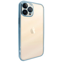 Capa iPhone 14 Pro Borda Cromada Azul