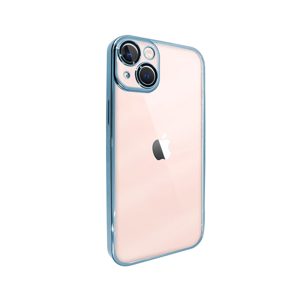 Capa iPhone 14 Plus Borda Cromada Azul