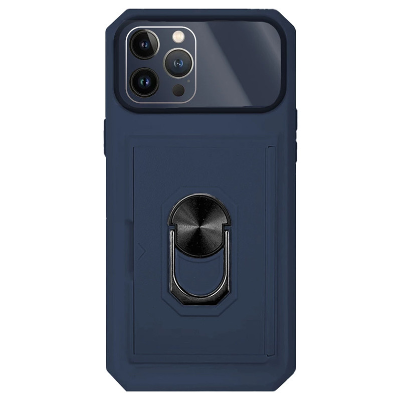 Capa iPhone 13 Pro Max Armor Cartões Anel Azul