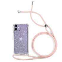 Capa iPhone 12 Brilhantes Cordão Rosa