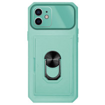 Capa iPhone 12 Armor Cartões Anel Verde Água