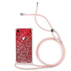 Capa iPhone XR Brilhantes Cordão Rosa