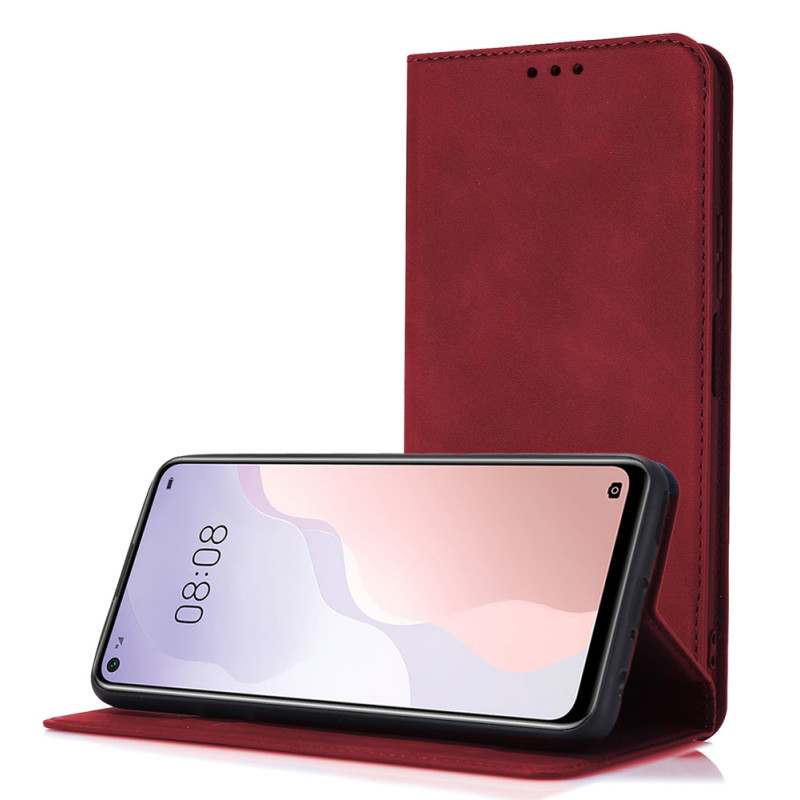 Capa Xiaomi Redmi 9 Flip Efeito Pele Vermelho