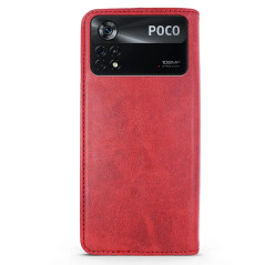 Capa Xiaomi Poco X4 Pro 5G Flip Efeito Pele Vermelho