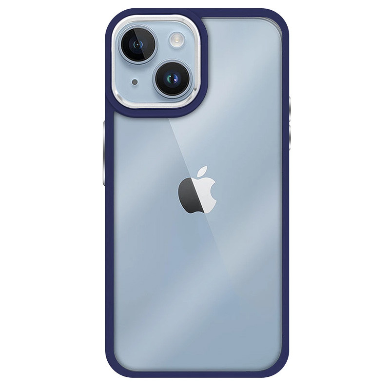 Capa iPhone 15 Transparente Frame Azul Escuro