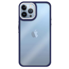 Capa iPhone 15 Pro Max Transparente Frame Azul Escuro