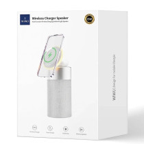 Coluna Bluetooth WiWU 3 em 1: Carregador Wireless e Luz