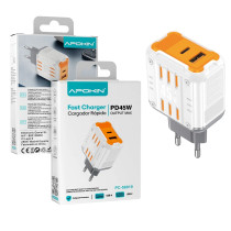 Carregador vermelho Tipo-C +USB QC 3.0 45W APOKIN 59019