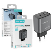 Carregador vermelho duplo Tipo-C 45W APOKIN 81270 Preto