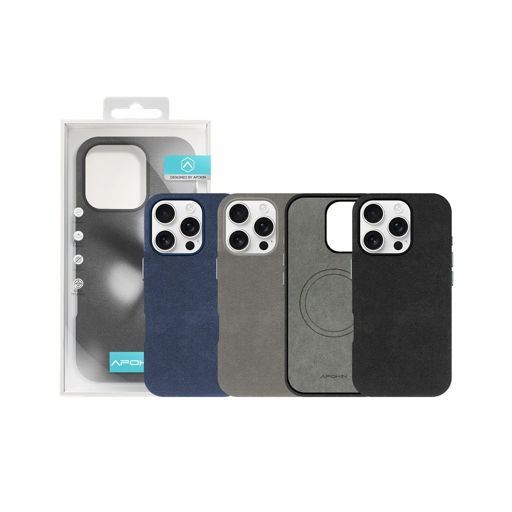 Capa Pele Alcántara para iPhone 16 Pro Max - Cinzento