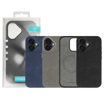 Capa Pele Alcántara para iPhone 16 - Azul