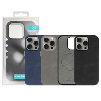 Capa Pele Alcántara para iPhone 15 Pro - Azul