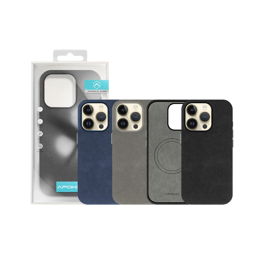 Capa Pele Alcántara para iPhone 14 Pro Max - Cinzento