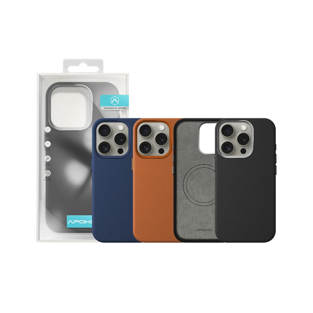 Capa Couro para iPhone 15 Pro - Laranja