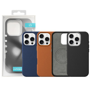 Capa Couro para iPhone 16 Pro - Preto
