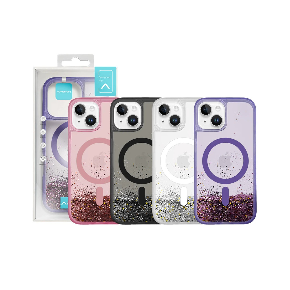 Capa Purpurina Magsafe de cores iPhone 13/14 - Rosa