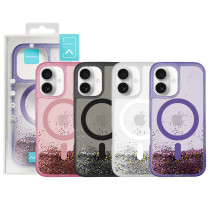 Capa Purpurina Magsafe de cores iPhone 16 - Prateado