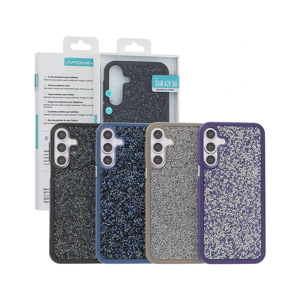 Capa Silicone com cristais de diamante Samsung Galaxy A25 5G - Preto