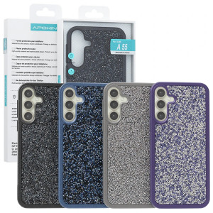 Capa Silicone com cristais de diamante Samsung Galaxy A55 - Cinzento