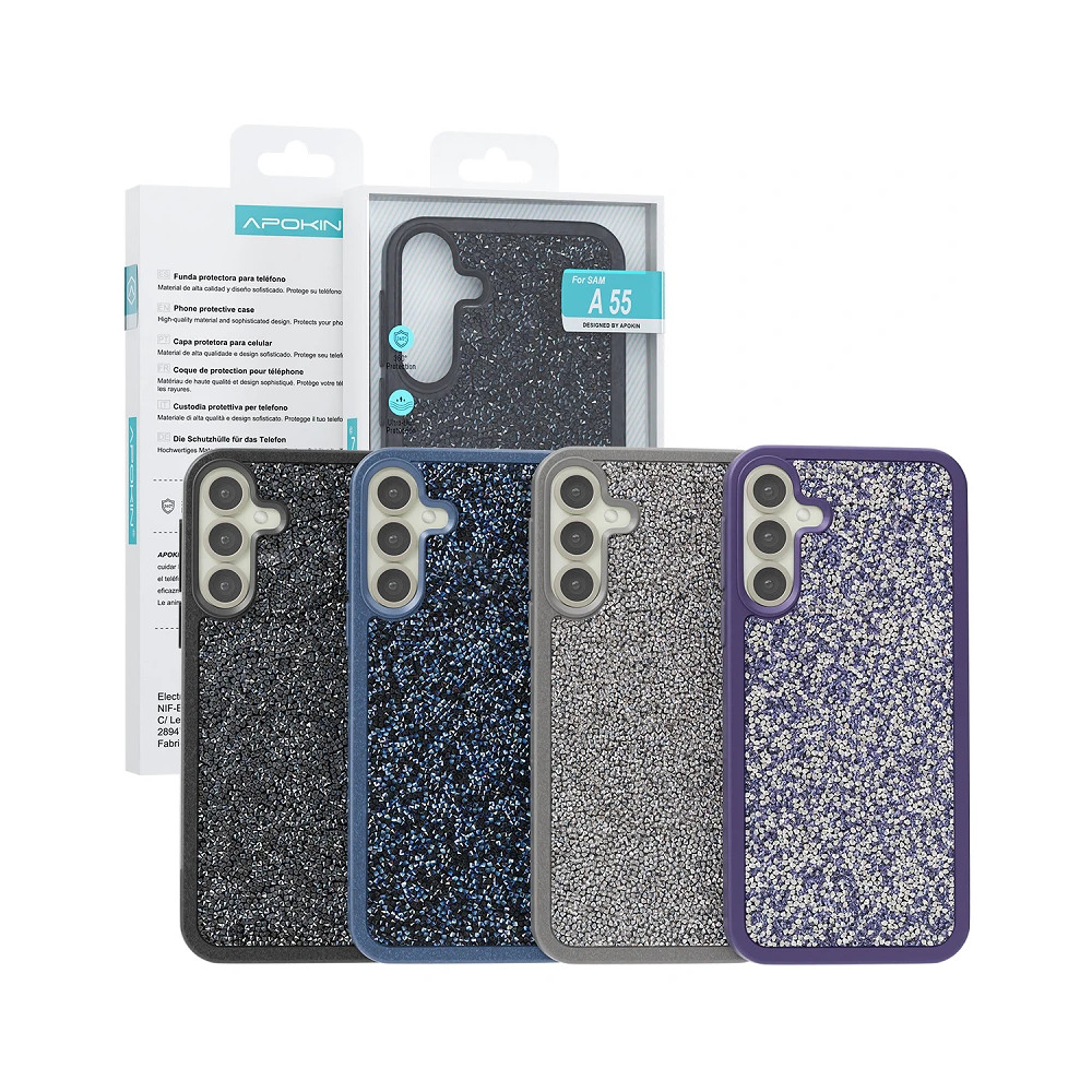 Capa Silicone com cristais de diamante Samsung Galaxy A55 - Preto