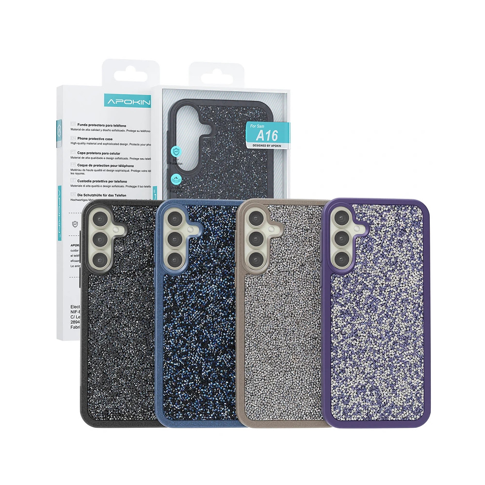 Capa Silicone com cristais de diamante Samsung Galaxy A16 - Cinzento