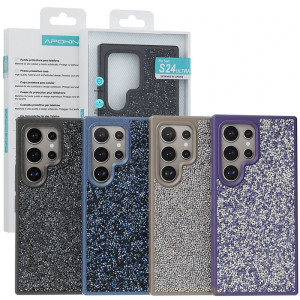 Capa Silicone com cristais de diamante Samsung Galaxy S24 Ultra - Preto