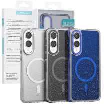 Capa Purpurina com Magsafe Apokin Samsung Borda S25 - Prateado