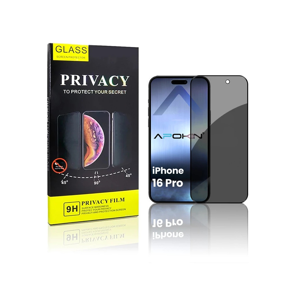 Vidro temperado de privacidade iPhone 16 Pro Max/17 Pro Max Protetor de Ecrã 5D Curvo