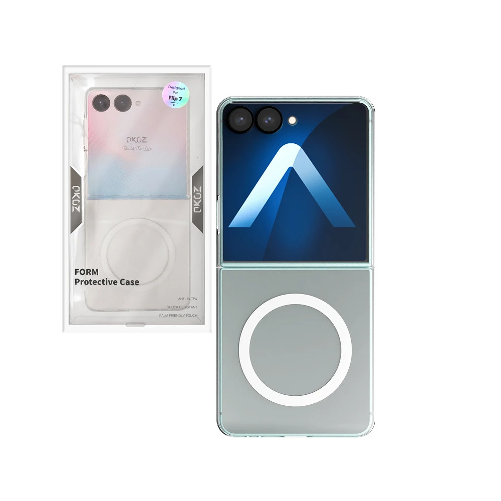 Capa em Pele Transparente com Magsafe Dobrável para Samsung Z Flip 7