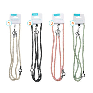 Cordão de Pérolas Adaptador Duplo Versão para Pendurar telemóvel - Cinzento