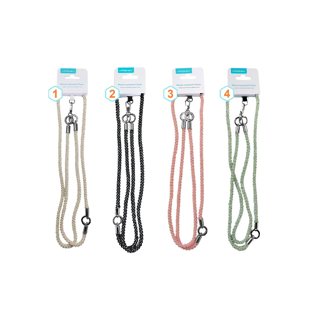 Cordão de Pérolas Adaptador Duplo Versão para Pendurar telemóvel - Cinzento