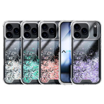 Capa Gel transparente com purpurina para iPhone 17 Pro Max - Lilás