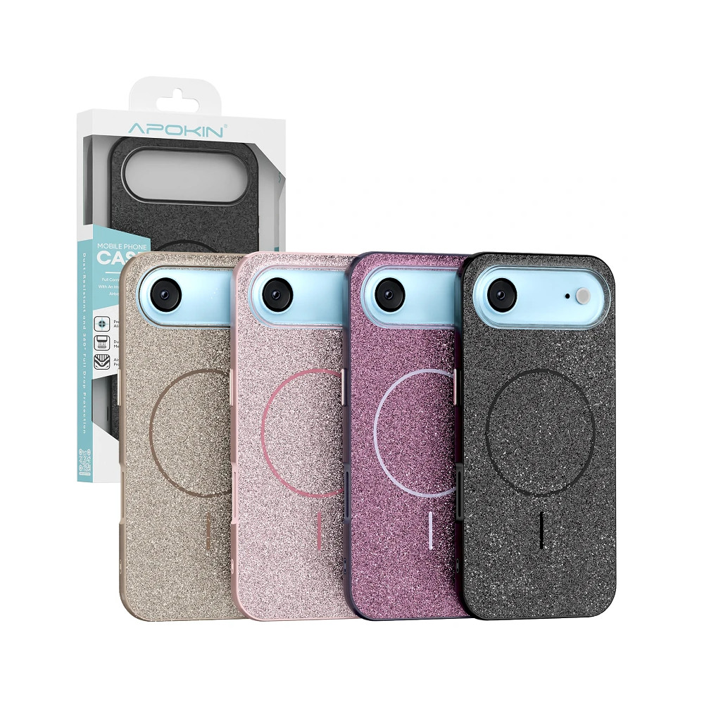 Capa Purpurina Brilho Magsafe de Cores iPhone 17 Air - Preto