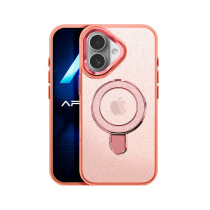 Capa Purpurina Magsafe Com Anel Magsafe iPhone 17 - Rosa