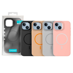 Capa de Silicone Premium com Magsafe e Suporte para iPhone 16 Pro - Cinzento