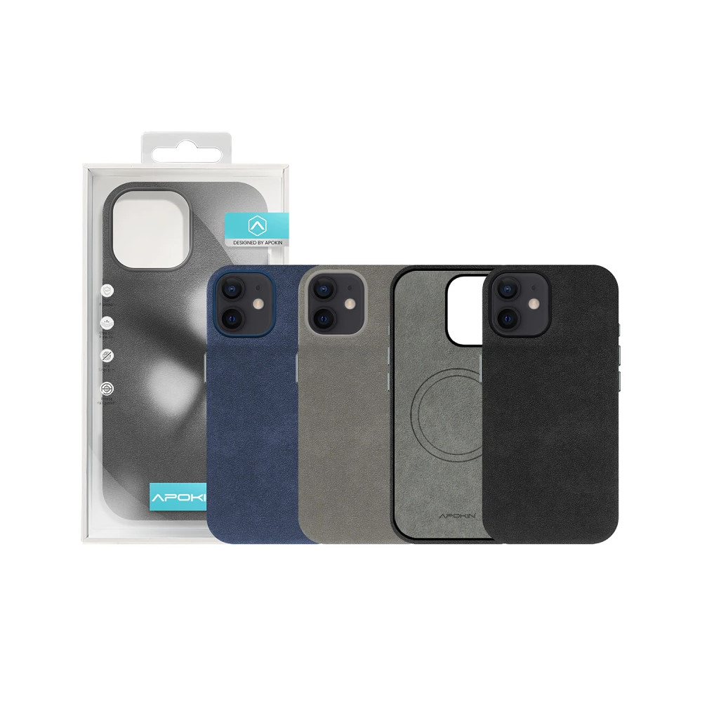 Capa em Pele Alcântara para iPhone 12/12Pro - Azul