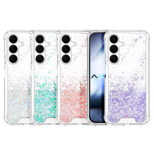 Capa Gel transparente com purpurina para Samsung S25 FE - Rosa