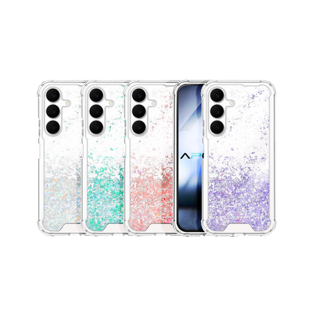 Capa Gel transparente com purpurina para Samsung S25 FE - Rosa