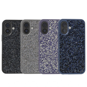 Capa de Silicone com Cristais de Diamante iPhone 17 - Cinzento