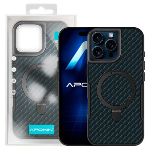 Capa de Carbono com Anel e Suporte para iPhone 15 Pro