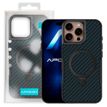 Capa de Carbono com Anel e Suporte para iPhone 16 Pro